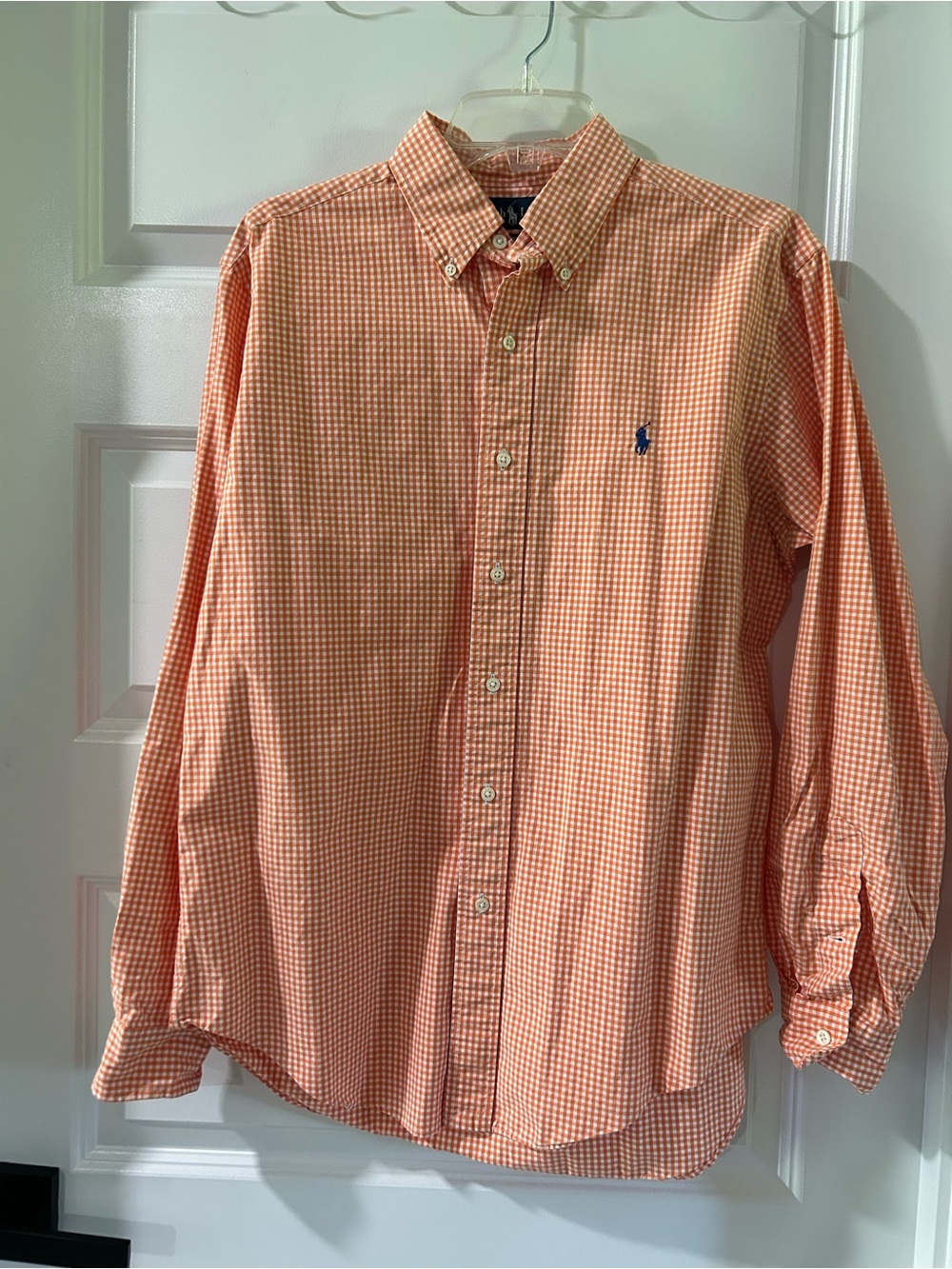 Ralph Lauren Orange Gingham Button-Down Dress Shirt